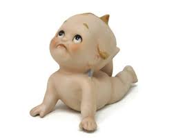 Vintage Porcelain Lefton Kewpie Doll Figurine With Blue Wings On Its  Stomach Eyes Up, Crawling Baby Angel, Home Decor Gift Idea Rose O'Neill