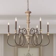 6 Light Shabby Chic French Country Wooden Rustic Chandeliers Pendant Lights Farmhouse Chandeliers By Lnclighting Llc