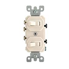 This page contains wiring diagrams for household light switches and includes: Leviton 15 Amp 3 Way Combination Double Switch Light Almond R66 05241 0ts The Home Depot