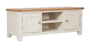 Beautiful low and large rustic and shabby chic style cabinet in cream color that can accommodate tv, media storage or any other consoles or objects. Dorset Oak Tv Cabinet Unit Solid Plasma Bench Pine In Painted French Ivory Cream
