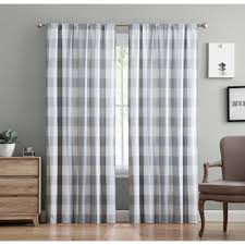 Gingham linen checked cotton fabric plaid material buffalo check 140cm wide. Truly Soft Gray Buffalo Check Rod Pocket Room Darkening Curtain 50 In W X 84 In L Set Of 2 Ec2093gy 4100 The Home Depot