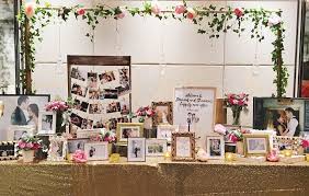 2nd Part Of Berdshaowywed Today Crated This Absolutely Beautiful Photo Table Display For T Wedding Photo Table Wedding Welcome Table Wedding Reception Tables