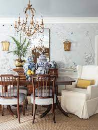 Spruce up your dining room with wallpaper. Affordable Chinoiserie Wallpaper Panels Murals Sources Dining Room Wallpaper Traditional Dining Rooms Traditional Interior