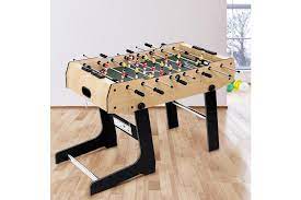 This game makes sure that everybody can play foosball without owning an actual table. Dick Smith Foldable Soccer Table 4ft 121cm Adjustable Feet Football Foosball Game Sporting Goods Foosball