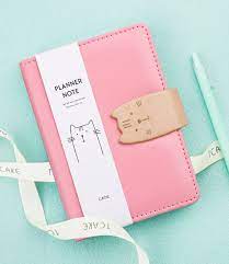 Cat Closure Leather Personal Planner Leather Personal Planner Diary For Girls Cute Stationery