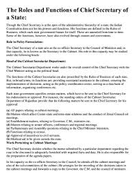 Roles and responsibilities of the cabinet office. Pdf The Roles And Functions Of Chief Secretary Of A State Shubham Srivastava Academia Edu