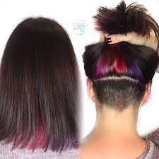Underlights Hidden Rainbow Pink Red Purple Hair Color Hidden Undercut Pee Hidden Hair Color Hair Color Purple Underlights Hair