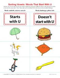 Color the items that begin with j. Words Starting With U Beginning Vowel Worksheets Vowel Worksheets Letter Of Recommendation Sorting Vowels