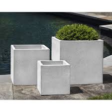 Kinsey Garden Decor Laguna Lightweight Fiber Cement Square Planters White Modern Outdoor Indoor Small To Large Plant Pots Fo Cement Pots Planters Planter Pots