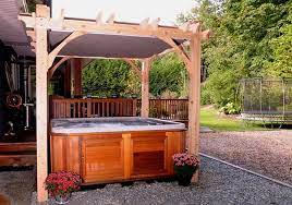 Pergola Spa Shelter With Retractable Canopy 8x8 Olt Hot Tub Outdoor Hot Tub Shelters Hot Tub Backyard