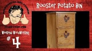 The project features instructions for building a storage unit with multiple tomato bins. Ww4 Mustache Mike Builds A Rooster Themed Potato Onion Bin Youtube