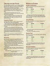The Way Of The Voice. Fus Ro Dah Your Way To Victory! - UnearthedArcana |  Dungeons And Dragons Homebrew, Dungeons And Dragons Rules, Dnd Classes