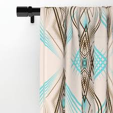 Art Deco Turquoise Brown White Window Curtains Curtains Art Deco Deco