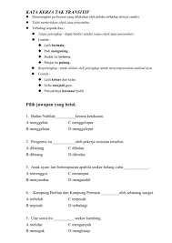 Alhamdulillah (bahasa arab) nah, itulah sebabnya saya berhenti kerja di sana! Kata Kerja Tak Transitif Activity