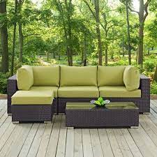 Modway Convene 5 Piece Deep Seating Group With Cushion Fabric Patio Sectional Outdoor Sofa Sets Outdoor Patio