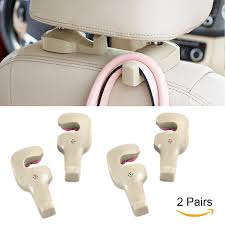 Car Headrest Hooks 4 Pcs Universal Back Seat Headrest Hanger Holder Hook For Bag Cloth White Elegant Looking Abs Material Max B Car Gadgets Cloth Bags Headrest