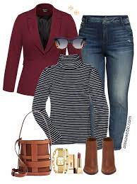 Plus Size Burgundy Blazer Casual Outfit Alexa Webb