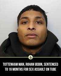 A 22-year-old man from Tottenham has been sentenced to 16 months in prison  after sexually assaulting a woman and masturbating