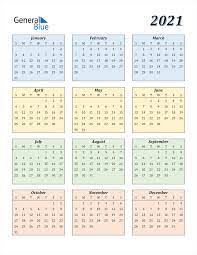 Days aligned horizontally (days of the week in the same row) for easy week overview. 2021 Calendar Pdf Word Excel