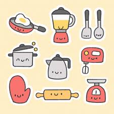cute kitchen tools sticker hand drawn