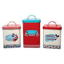 Barnyard designs decorative nesting kitchen canister jars with lids, brick red metal rustic vintage farmhouse container decor for flour sugar coffee tea storage, set of 4, largest is 5.5 x 11.25. Mickey And Minnie Mouse Retro Kitchen Canister Set Shopdisney