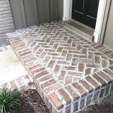 The Finished Product The Mortar Has Had Time To Dry And Lighten Up The Past Couple Weeks The End Result I Reclaimed Brick Patio Brick Patios Brick Steps