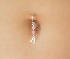 Sale Clip On Belly Ring Non Pierced Fake Navel Piercing Fake Belly Ring Silver Heart Fake Belly Ring Rose Quartz Belly Jewelry Belly Piercing Jewelry Belly Button Jewelry