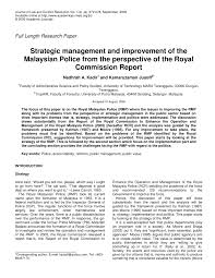 This is both for training and, if required, for policing purposes. Pdf Strategic Management And Improvement Of The Malaysian Police From The Perspective Of The Royal Commission Report