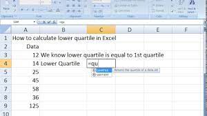 How To Calculate Lower Quartile In Excel Youtube