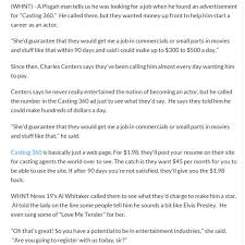 Failure to register as a foreign agent threatens fines and even jail time. Casting Call Scam Casting Hubs Consumers Beware