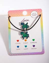 Kids Unicorn Mood Necklace Ring Set Ring Necklace Mood Ring Ring Sets