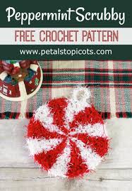 Materials for the crocheted dish scrubby: Scrubby Pattern Christmas Crochet Peppermint Petals To Picots
