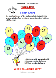 Puzzles involving arithmetic operations for grade 3. Free Maths Puzzles Mathsphere