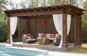 Gazebo En Bois Amenagement Avec Piscine Et Terrasse Backyard Pergola Outdoor Pergola Modern Gazebo