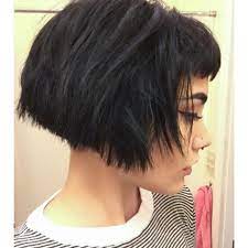 Triangle One Length Bob With Bangs And 3 Inch Undercut By Peach Pit On Instagram Short Hair Styles Short Bob Hairstyles Stylish Hair