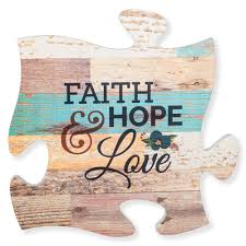 Faith Hope And Love Multicolor 12 X 12 Wood Wall Art Puzzle Piece Plaque Check Out This Great Product Note A Puzzle Piece Crafts Puzzle Art Puzzle Pieces
