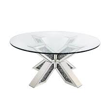 *modern chrome metal coffee table with 2 white removable trays *removable/reversible tray *multi function use. Round Coffee Table With Glass Top And Silver Glitter Base Jade Boutique Furniture123