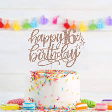 Check spelling or type a new query. Buy Happy 16th Birthday Cake Topper Rose Gold Glitter Sweet 16 Cake Toppers 16th Birthday Cake Topper 16th Birthday Decorations For Girls Double Sided Glitter Online In Indonesia B08741wkqz