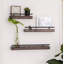 These shelves can hold up to 8 lb with the matted finish; Rustic Floating Wall Shelf Narrow Flush Mount Shelving Etsy