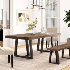 Foundstone Stephen Pine Solid Wood Dining Table Reviews Wayfair Dining Room Industrial Wood Dining Table Solid Wood Dining Table