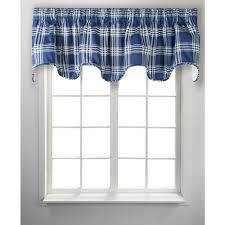 Bartlett 17 In L Cotton Lined Scallop Valance In Blue 730462137791 The Home Depot Valance Window Valance Curtains