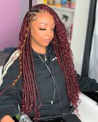 Black And Burgundy Bohemian Box Braids Skyeleen Nicole On Instagram Burgundy Boho Locs Done By Skyeleen Beauty Hair Accessories Include Faux Locs Hairstyles Burgundy Hair Locs Hairstyles