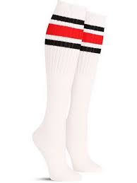 Black And White Striped Knee High Socks Tube Sock Knee High White W Black Red Stripes Black And Red Red Stripes Socks