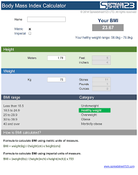 Body Mass Index Calculator Free For Excel