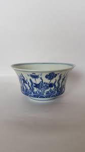 Blue And White Fish Bowl Chen Hua Mark And Period