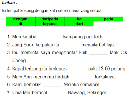 Pak mus bekerja di ladang kelapa sawitnya dari pagi hingga _ petang. Kata Kata Sendi Nama Tahun 6