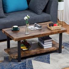 The tabletop is made from solid pine wood and has a butcher block style with visible wood grain and knots for a rustic, antique look. Sedeta Rustic Natural Coffee Table Industrial Coffee Table With Storage Bottom Open Shelf Wood And Frame Legs Metal Rectangle Coffee Table For Living Room Easy Assembly Espresso Buy Online In Moldova At