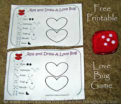 Draw so cute animals with dice game. Valentine S Day Game Printable Roll And Draw A Love Bug Artsy Momma