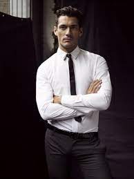 Black pant white shirt with tie. His Obsession Book One David Gandy White Shirt Men White Shirt Black Tie