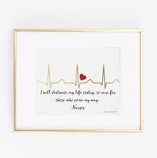 Ekg I Will Dedicate My Life Today Nurse Printable Nursing Etsy Nurse Graduation Gift Nurse Quotes Nurse Quotes Inspirational